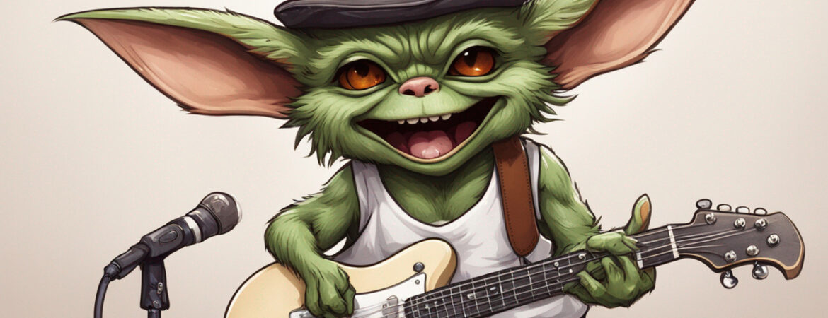 Cute Gremlin Playing Guitar